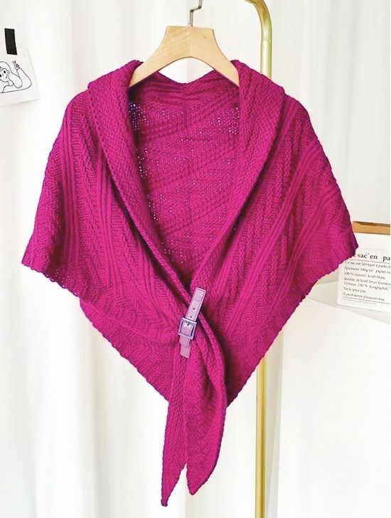 Knitted Cape w/ Buckle Detailing